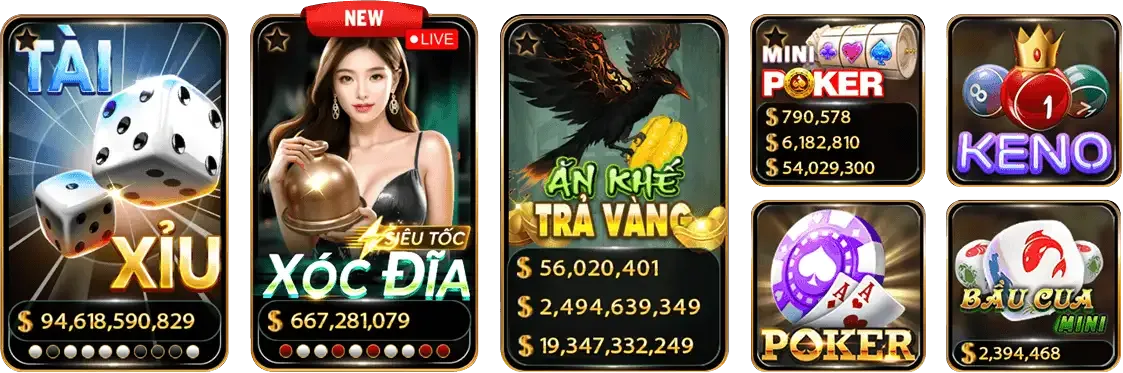 Kho game Hitclub đa dạng — Tài Xỉu, Xóc Đĩa, Poker, Keno...