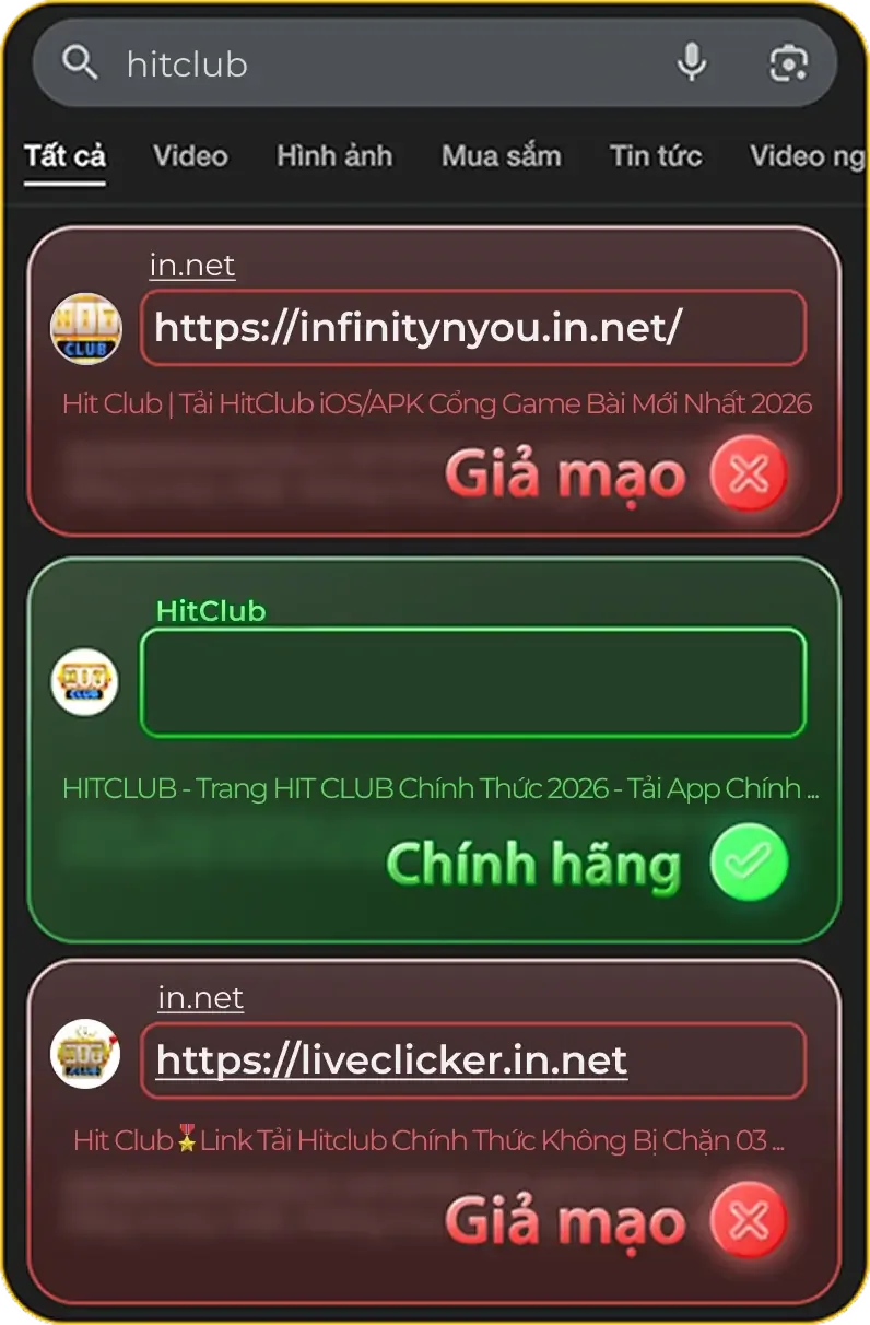 Phân biệt link HIT.CLUB chính hãng và link giả mạo