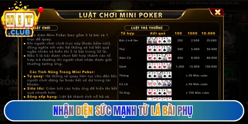 Nhận diện sức mạnh từ lá bài phụ